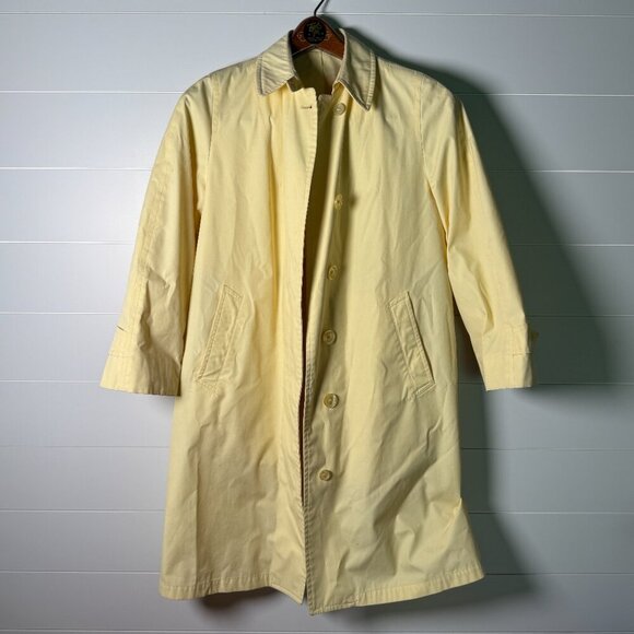 Vintage London Fog Womens Trench Coat Size 8 Petite Yellow Swing Jacket Overcoat - Picture 1 of 15